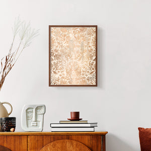Walnut Damask I - Restickable Framed Art Print