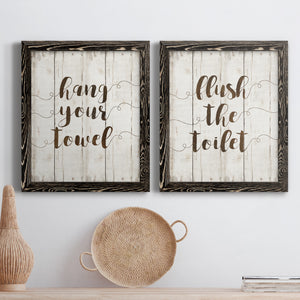 Hang Your Towel- Premium Framed Canvas in Barnwood - Ready to Hang