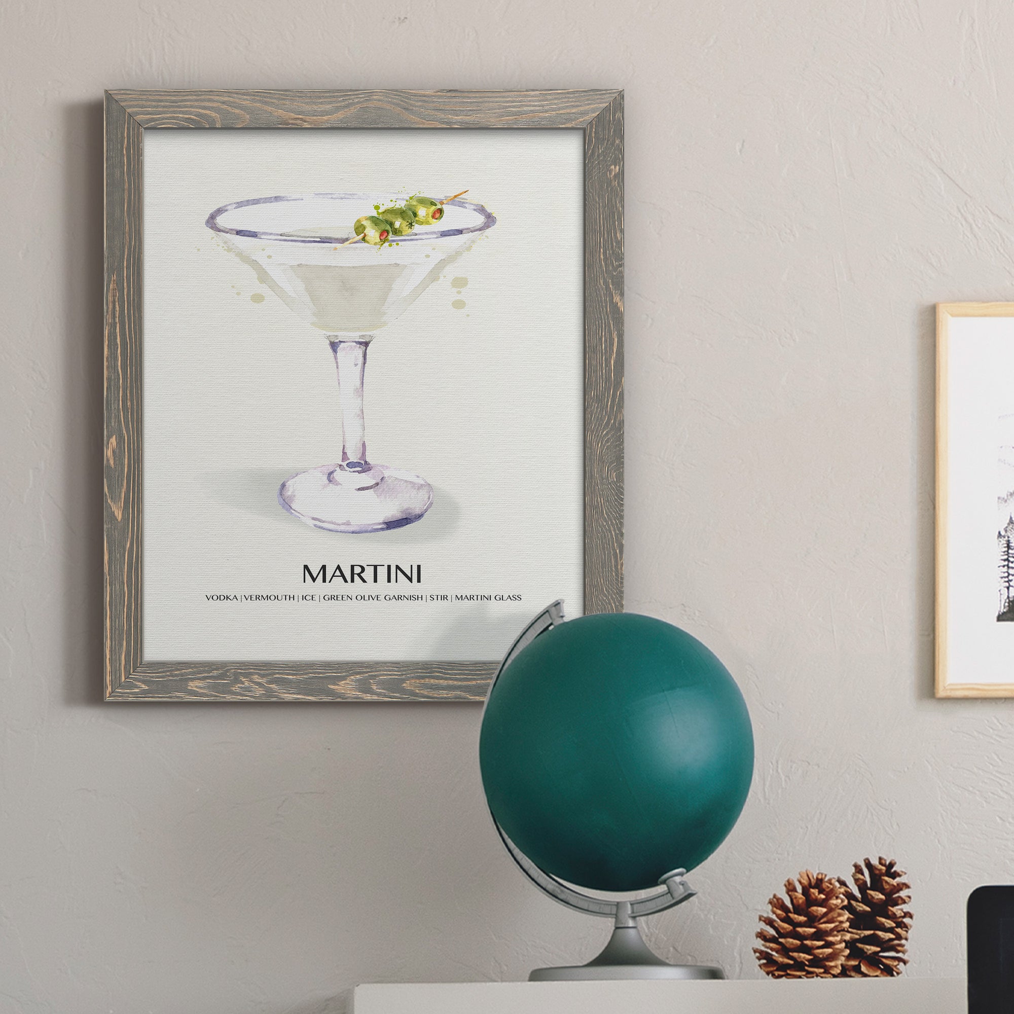 Martini - Premium Canvas Framed in Barnwood - Ready to Hang