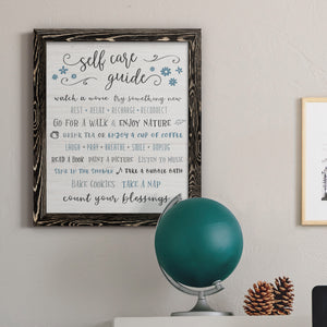 Guide to Self Care - Premium Canvas Framed in Barnwood - Ready to Hang
