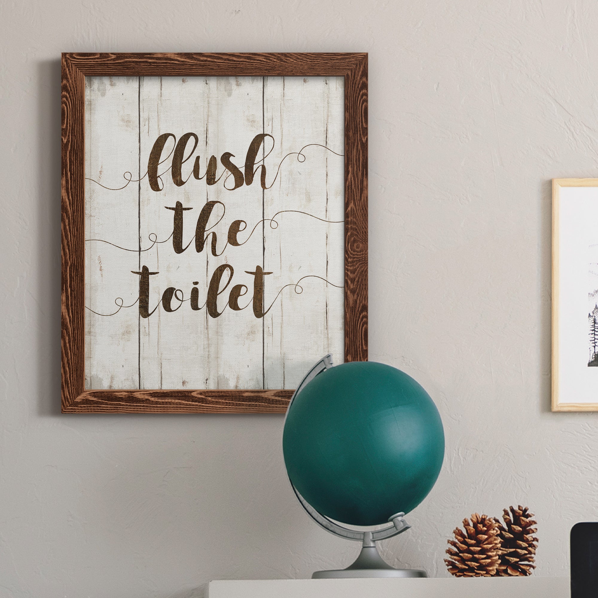 Flush The Toilet - Premium Canvas Framed in Barnwood - Ready to Hang