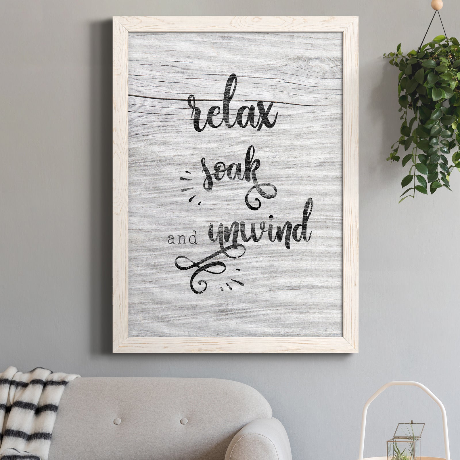 Relax Soak Unwind - Premium Canvas Framed in Barnwood - Ready to Hang