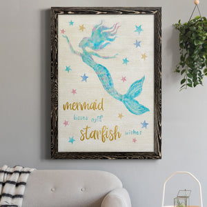 Mermaid Kisses - Premium Canvas Framed in Barnwood - Ready to Hang