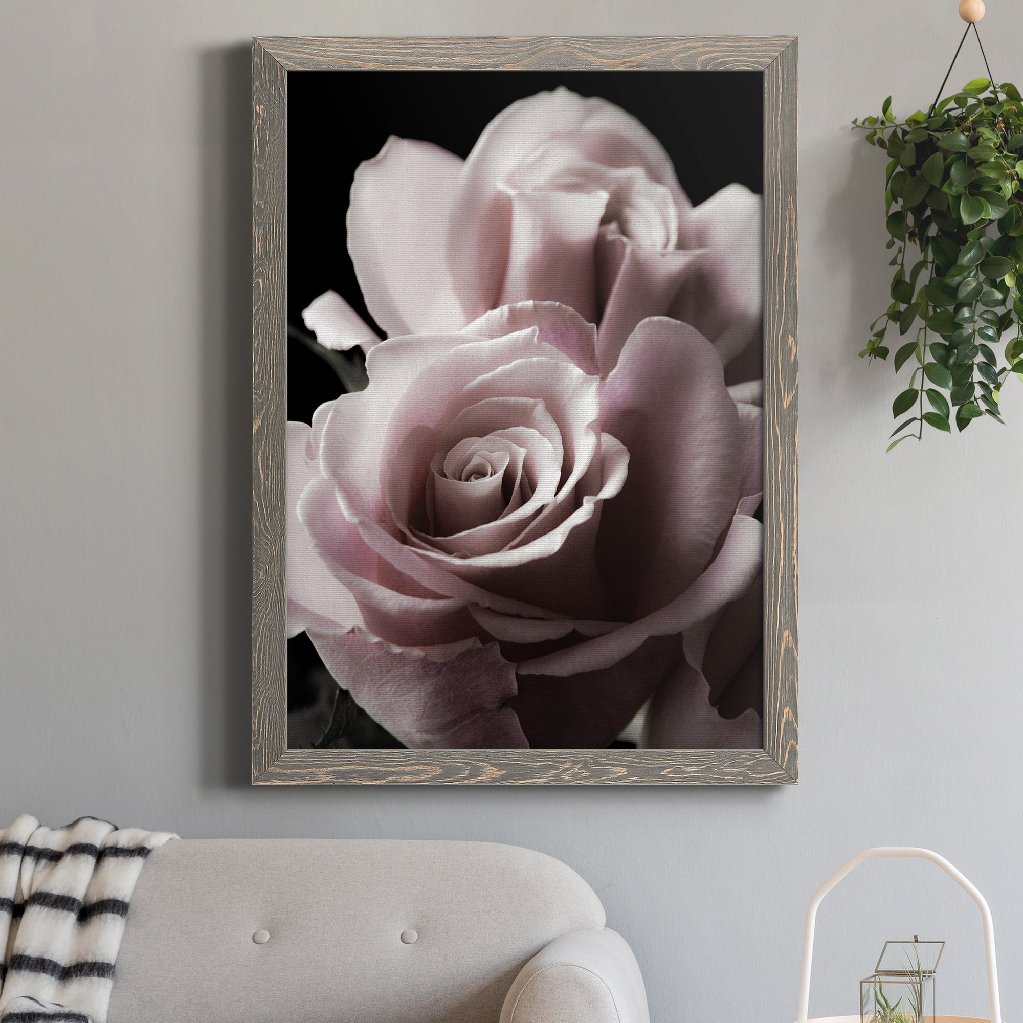 Rose Noir II - Premium Canvas Framed in Barnwood - Ready to Hang