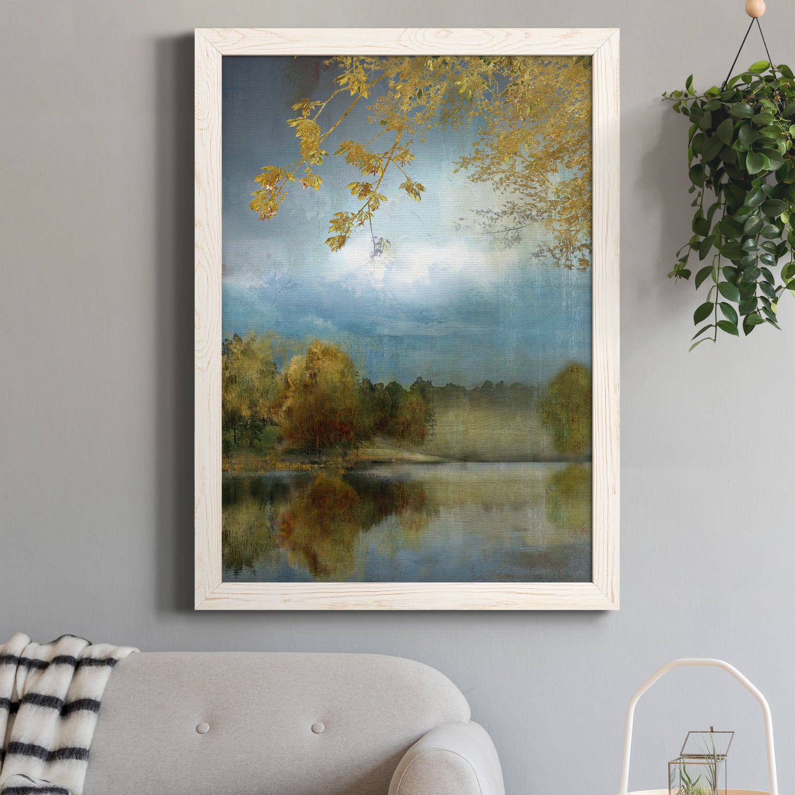 Golden Leaves - Premium Canvas Framed in Barnwood - Ready to Hang