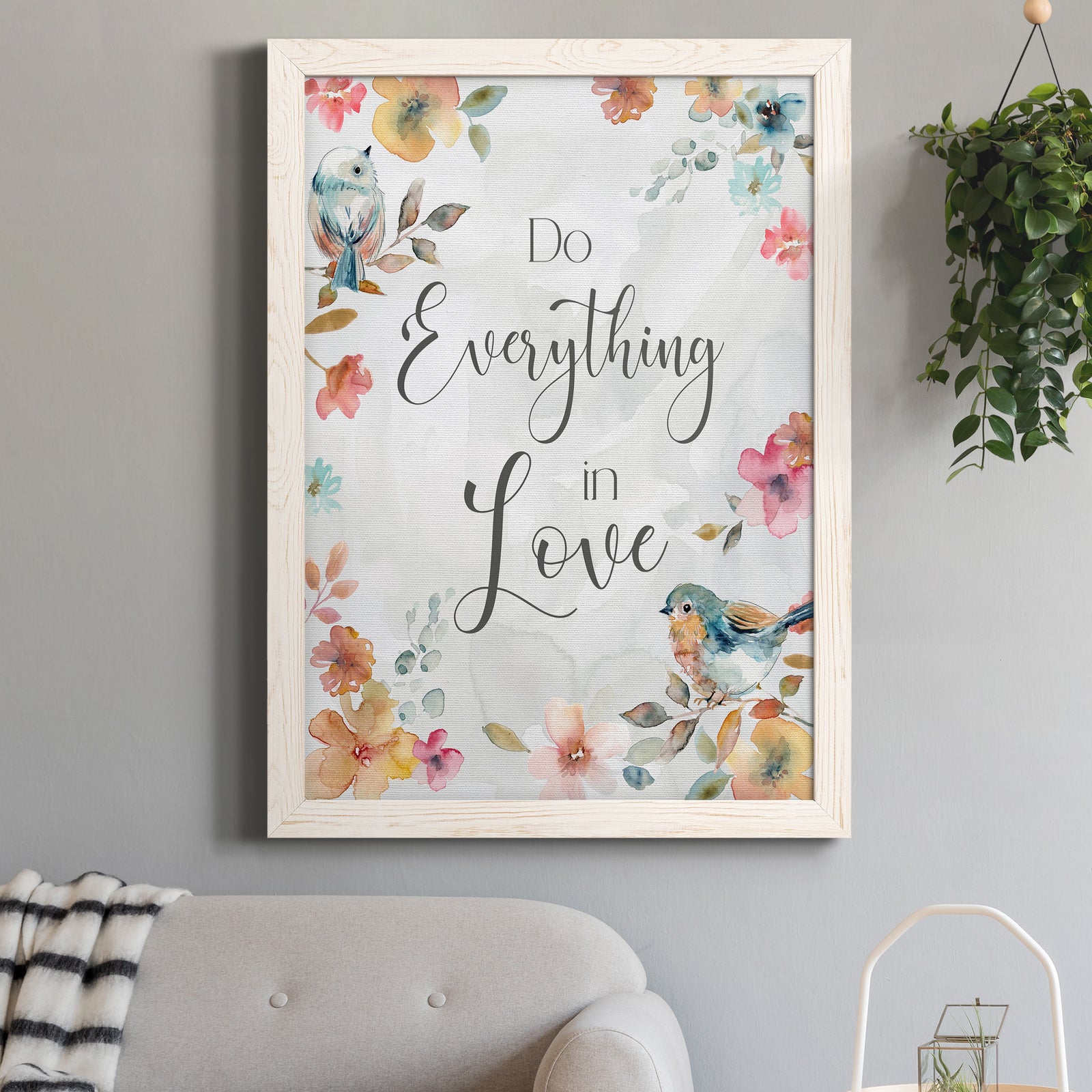 Spring Bird Love - Barnwood Framed Canvas Print