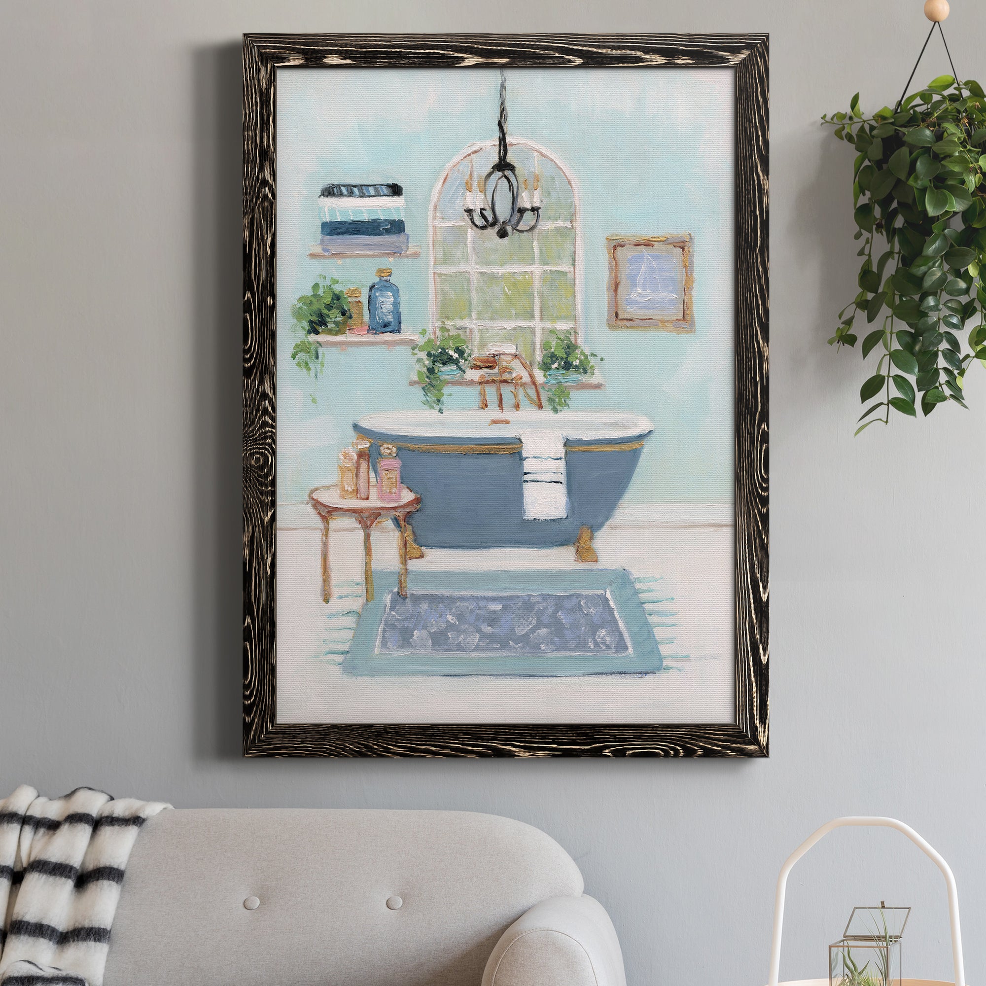 Blue Bath I - Premium Canvas Framed in Barnwood - Ready to Hang