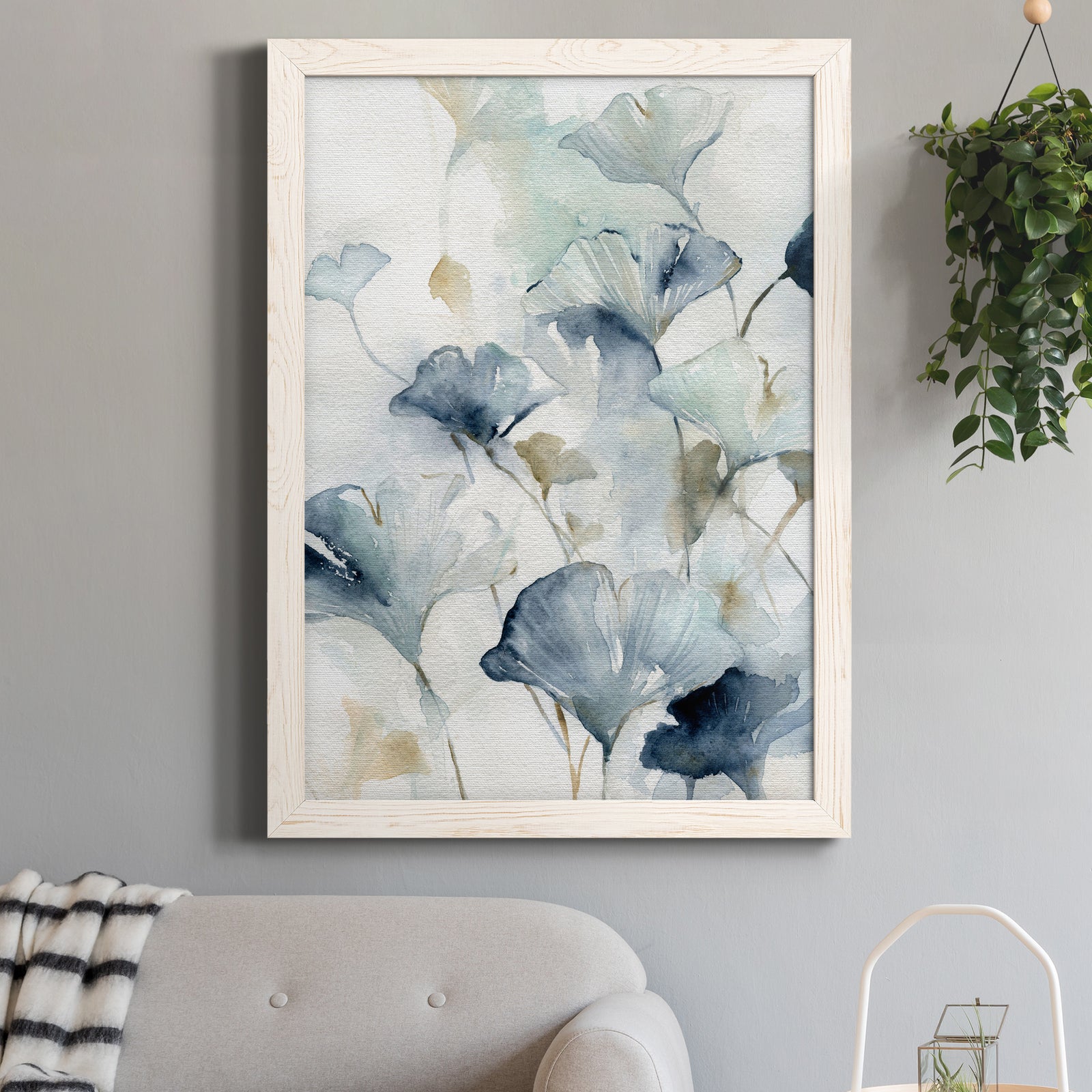 Indigo Ginkgo II - Premium Canvas Framed in Barnwood - Ready to Hang