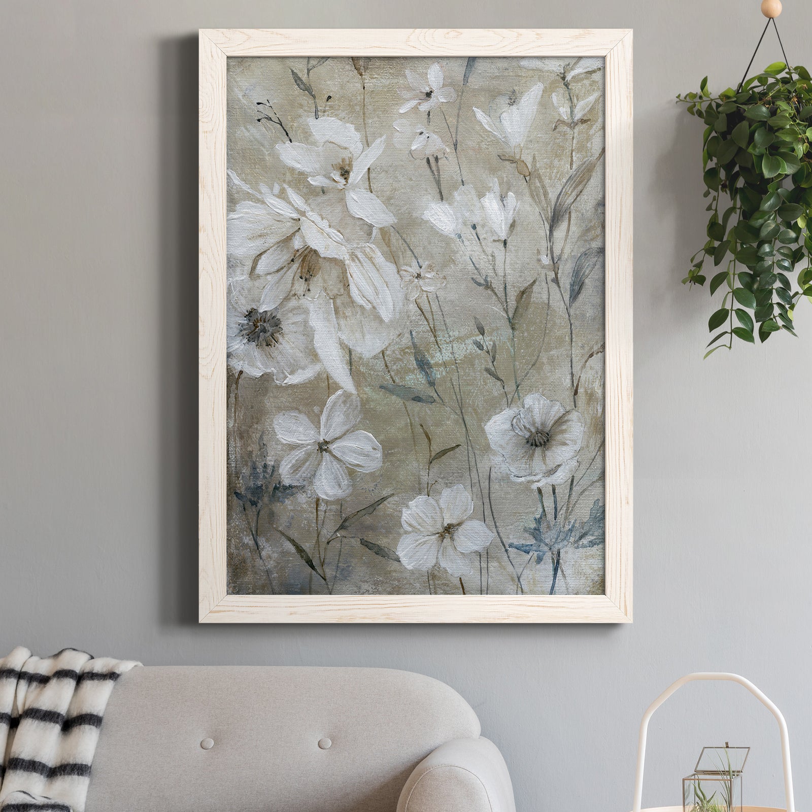 Wildflower Whites - Barnwood Framed Canvas Print