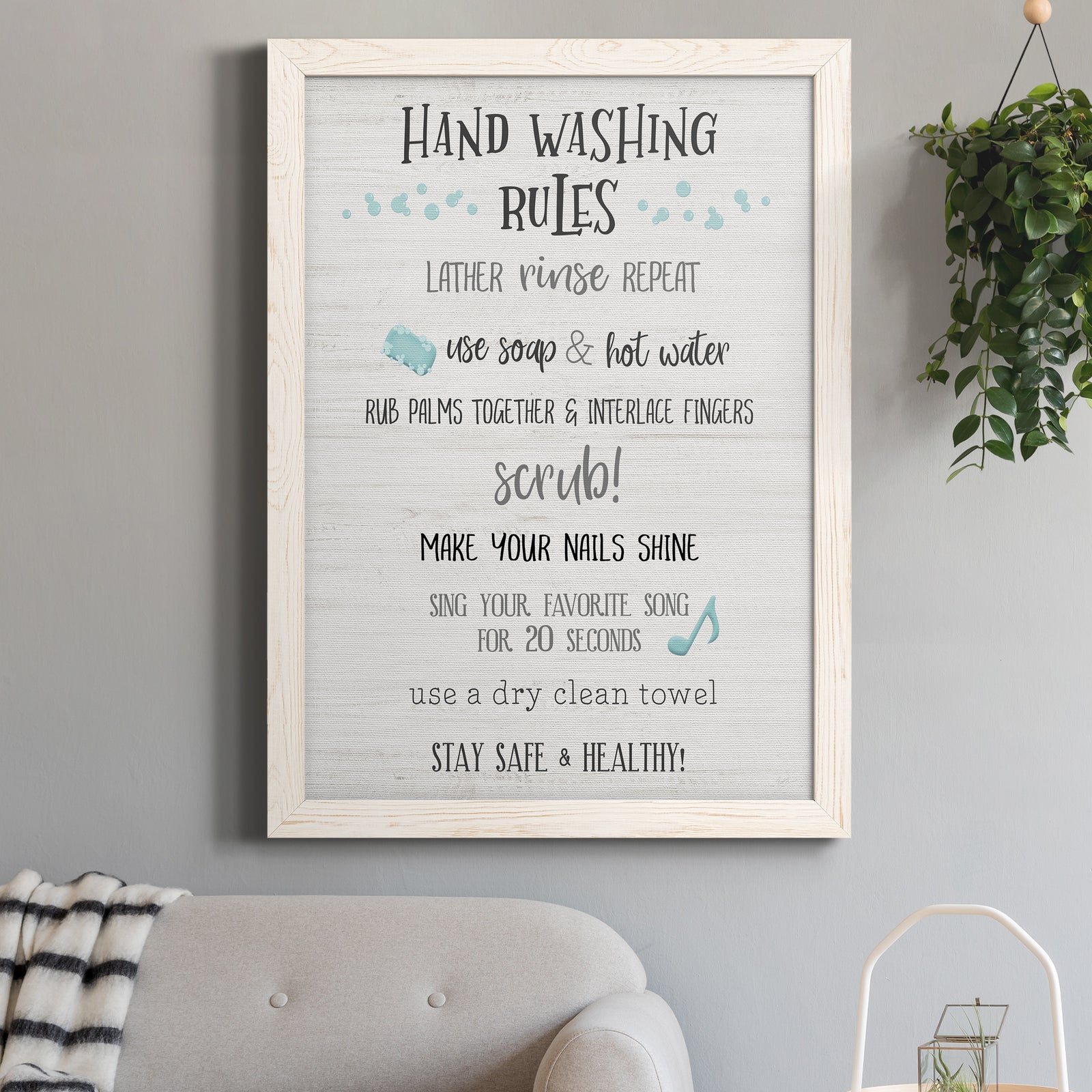 Stay Safe Rules - Barnwood Framed Canvas Print