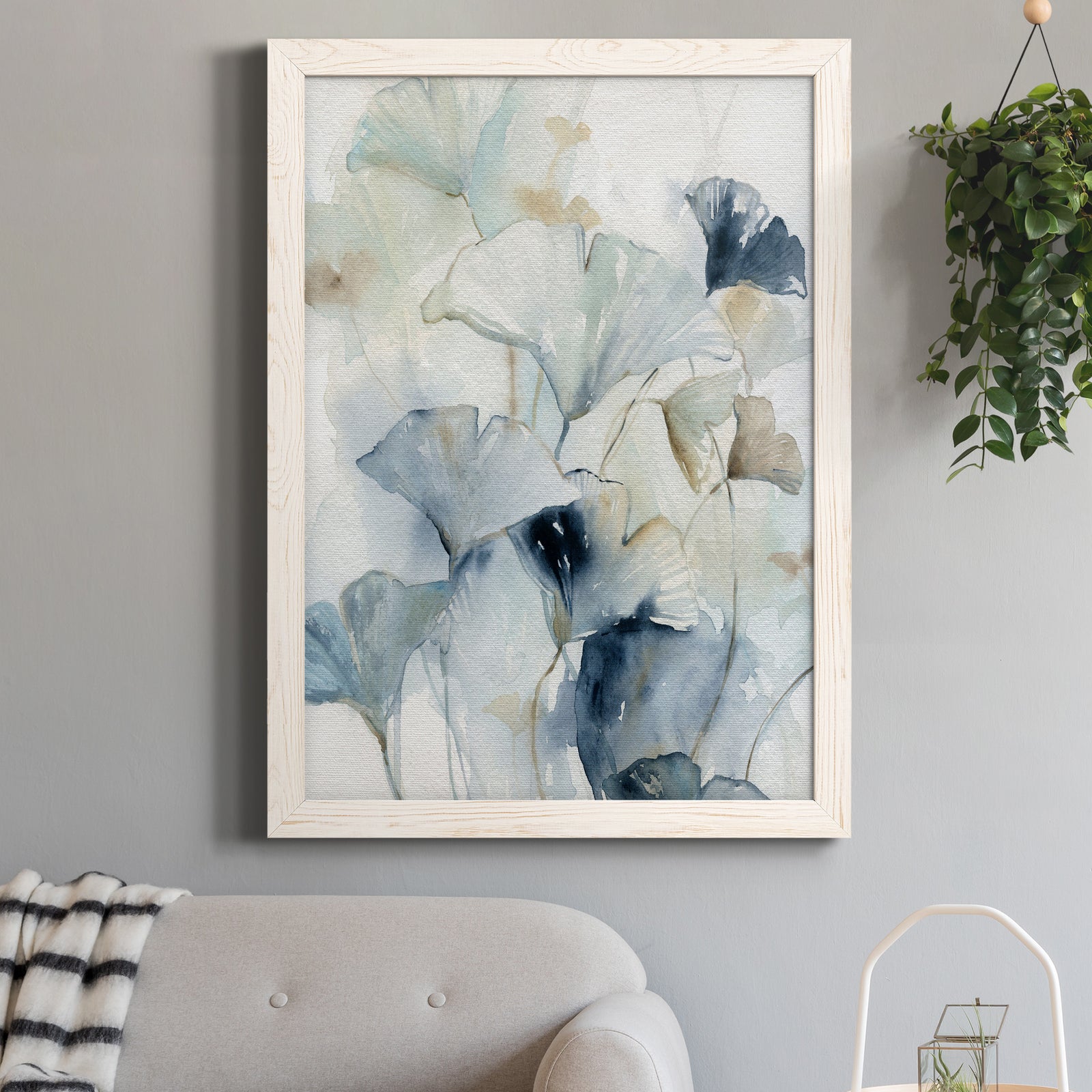 Indigo Ginkgo I - Premium Canvas Framed in Barnwood - Ready to Hang