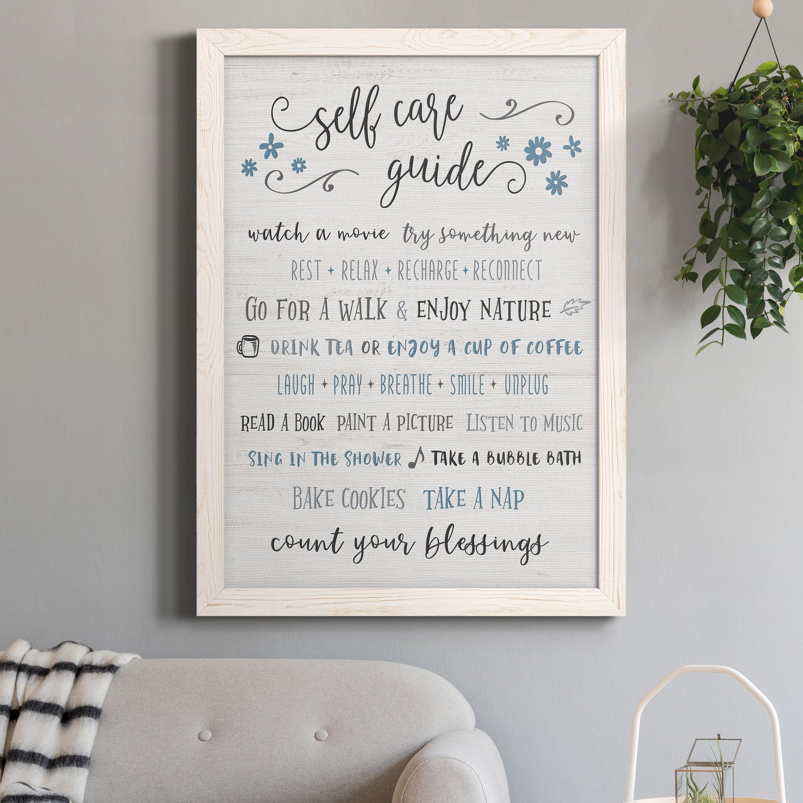 Guide to Self Care - Barnwood Framed Canvas Print