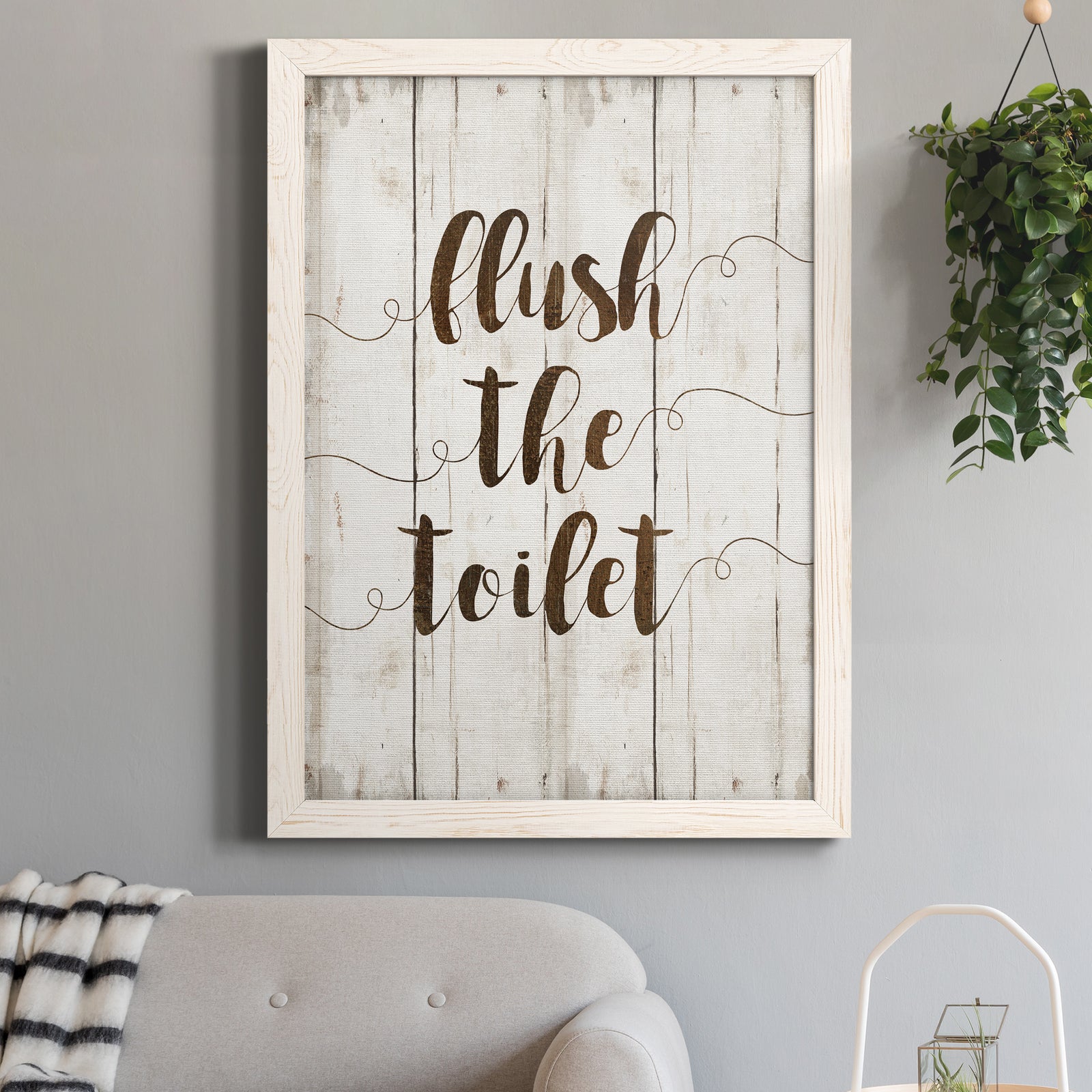 Flush The Toilet - Premium Canvas Framed in Barnwood - Ready to Hang