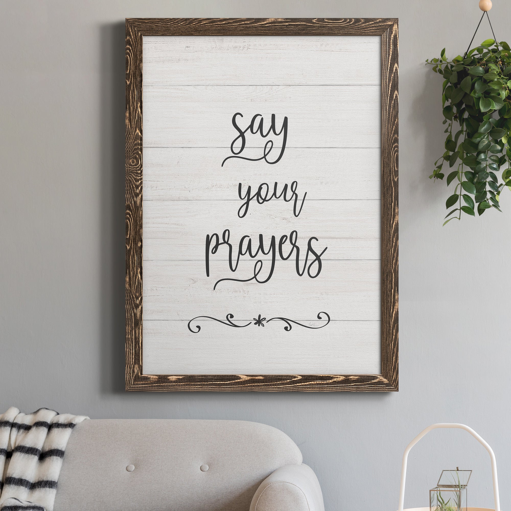 Say Your Prayers - Premium Canvas Framed in Barnwood - Ready to Hang