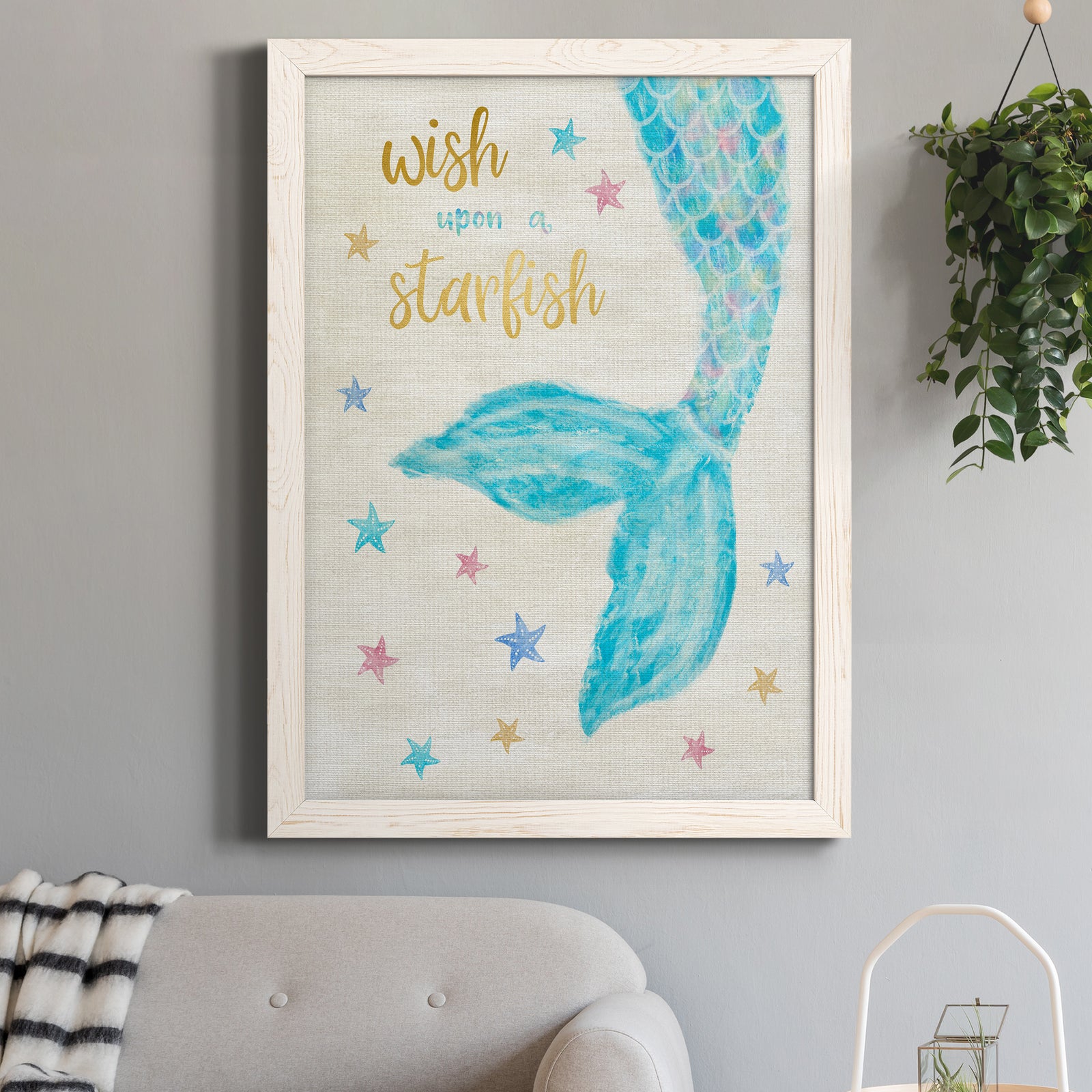 Mermaid Wish - Premium Canvas Framed in Barnwood - Ready to Hang