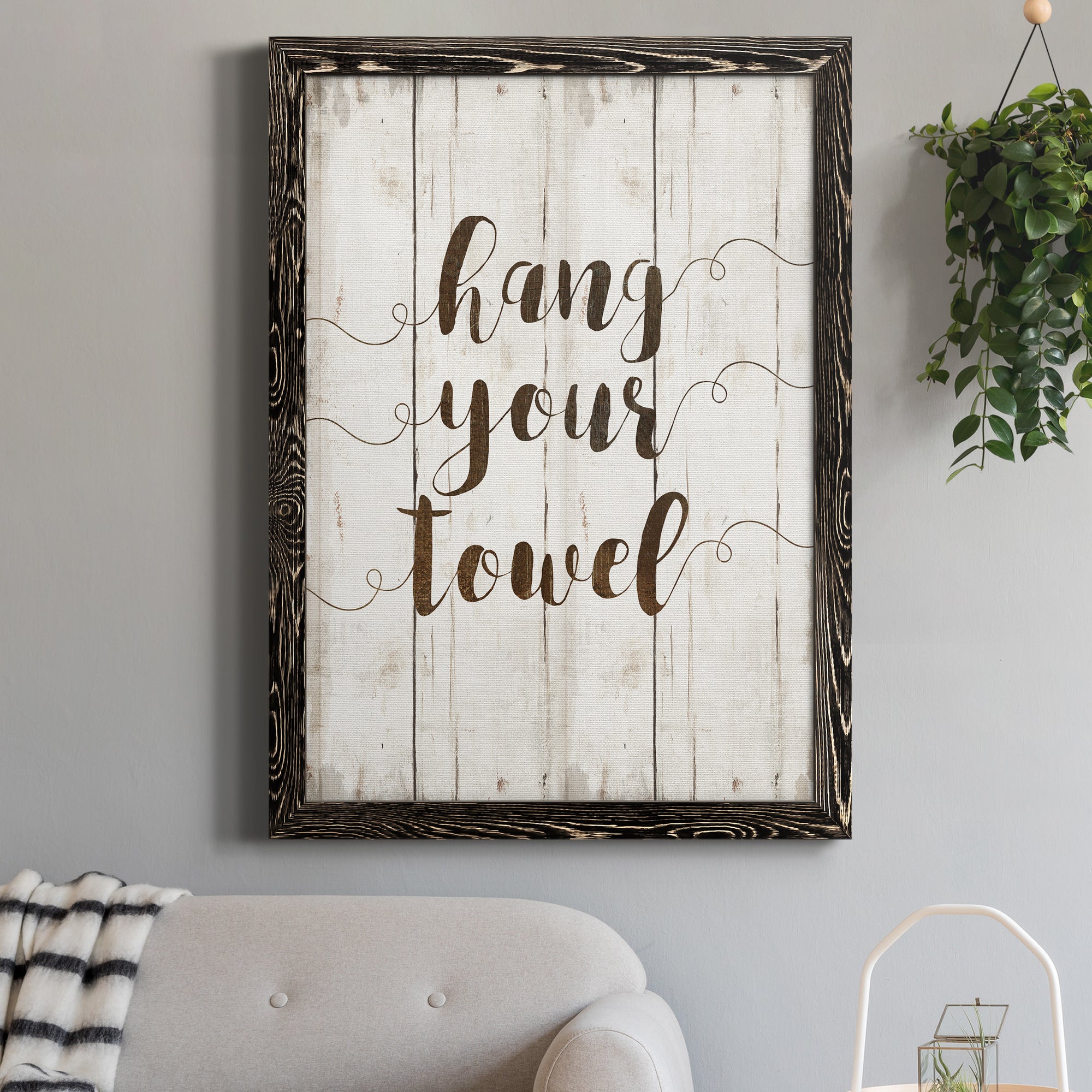 Hang Your Towel - Premium Canvas Framed in Barnwood - Ready to Hang