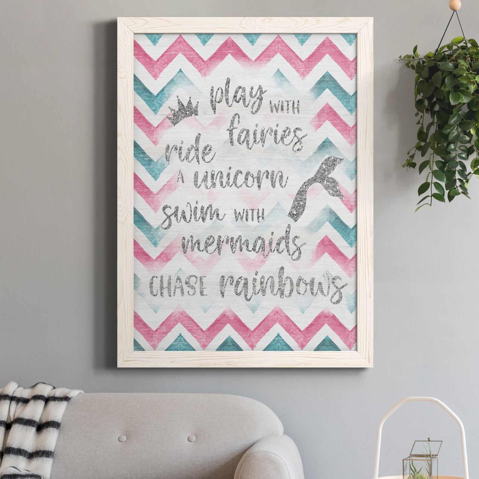 Fairies Unicorns Mermaids - Premium Canvas Framed in Barnwood - Ready to Hang