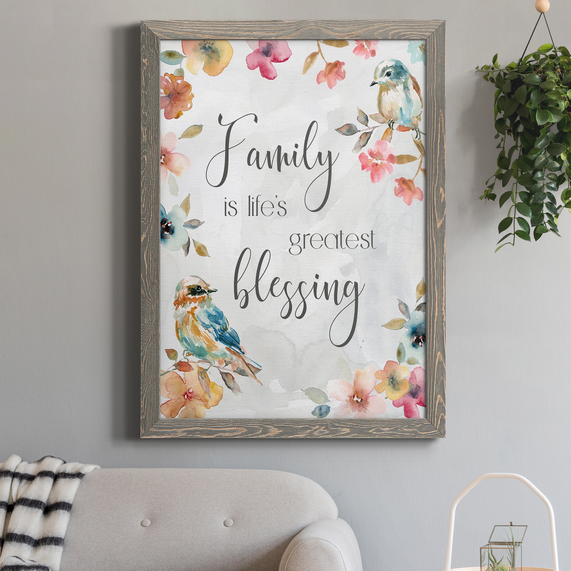Spring Bird Blessing - Premium Canvas Framed in Barnwood - Ready to Hang