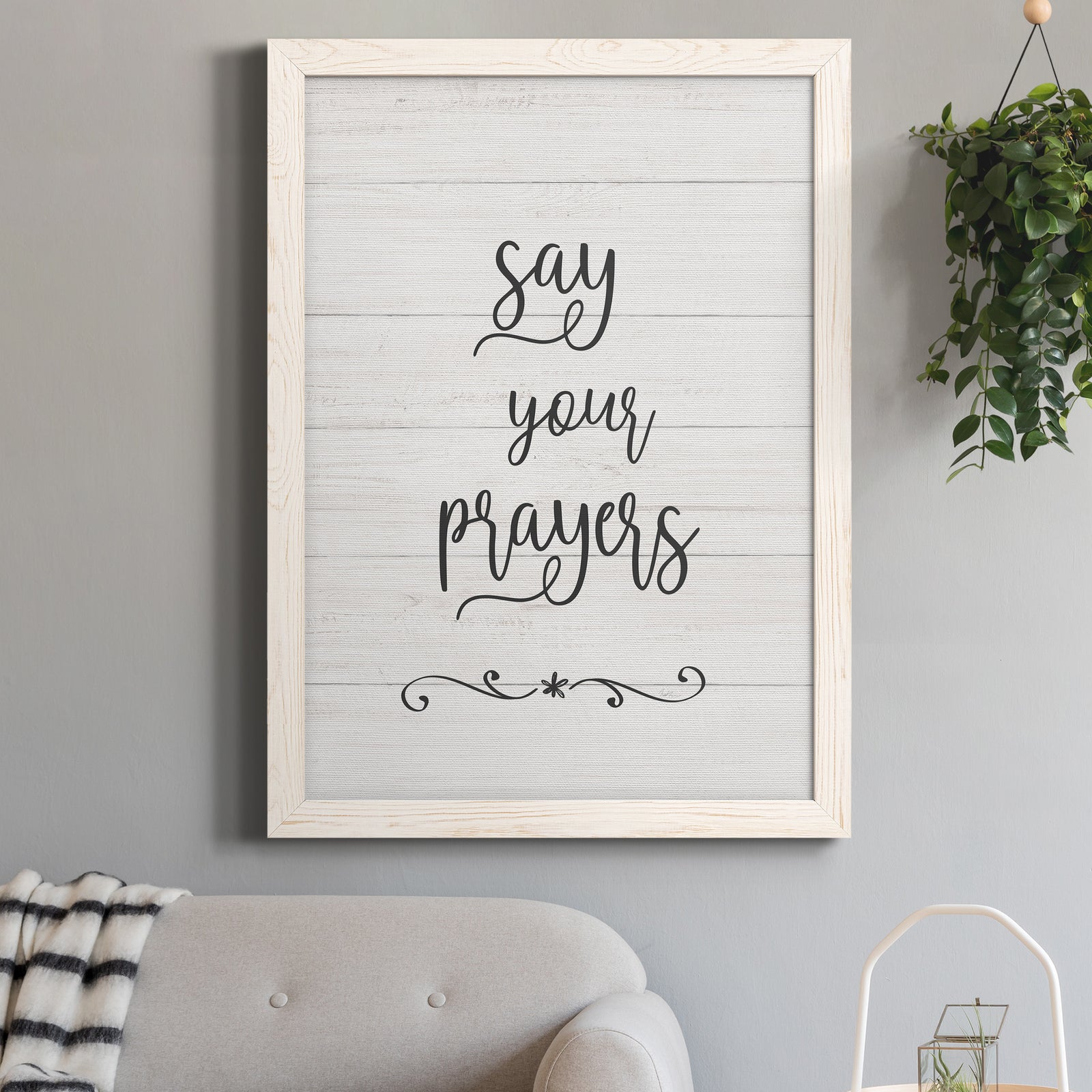 Say Your Prayers - Barnwood Framed Canvas Print