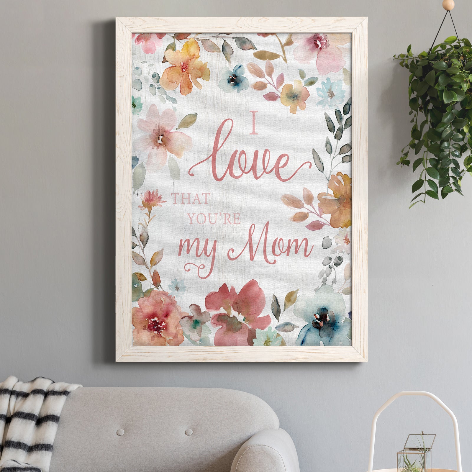 Love Mom - Premium Canvas Framed in Barnwood - Ready to Hang