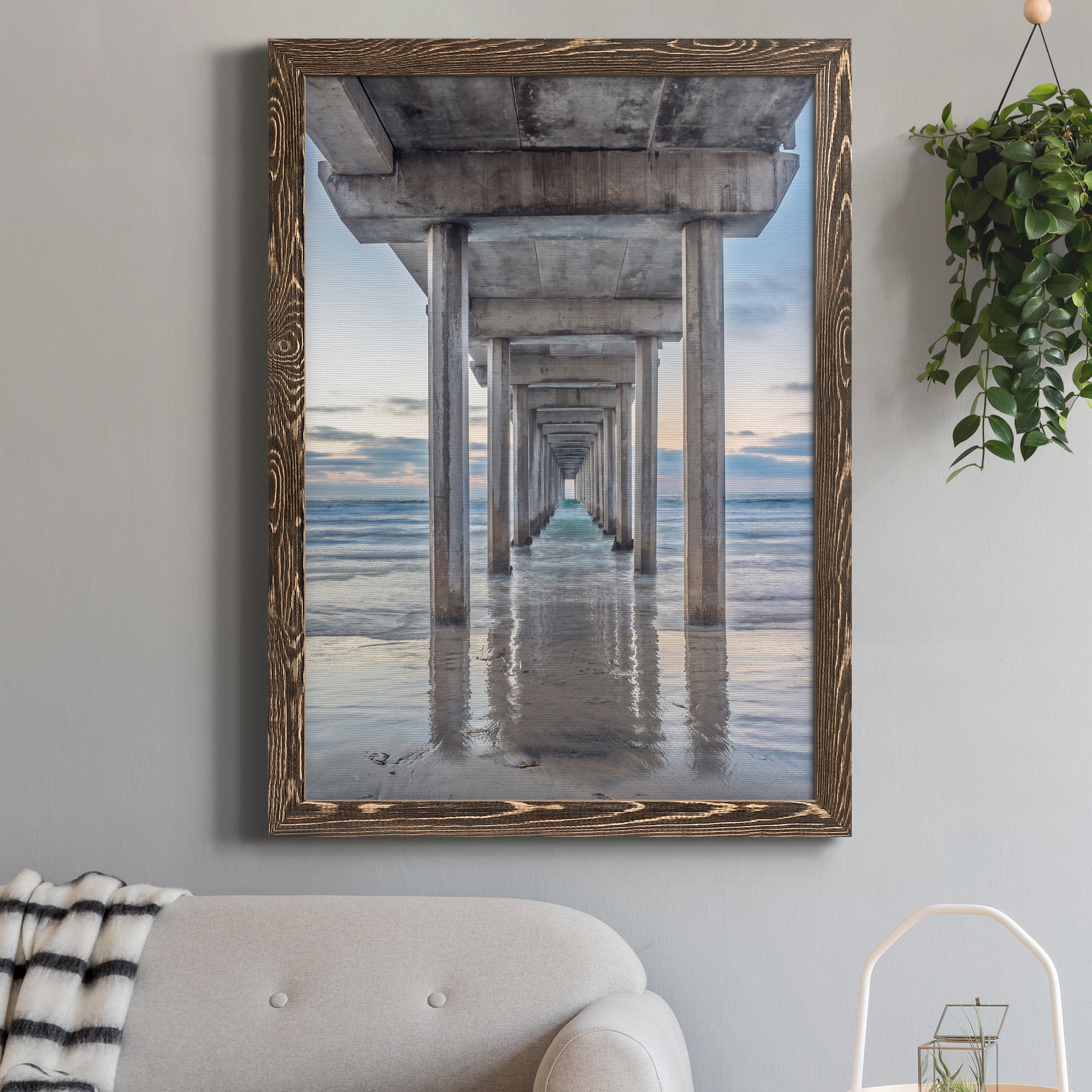 Scripps Pier - Premium Canvas Framed in Barnwood - Ready to Hang