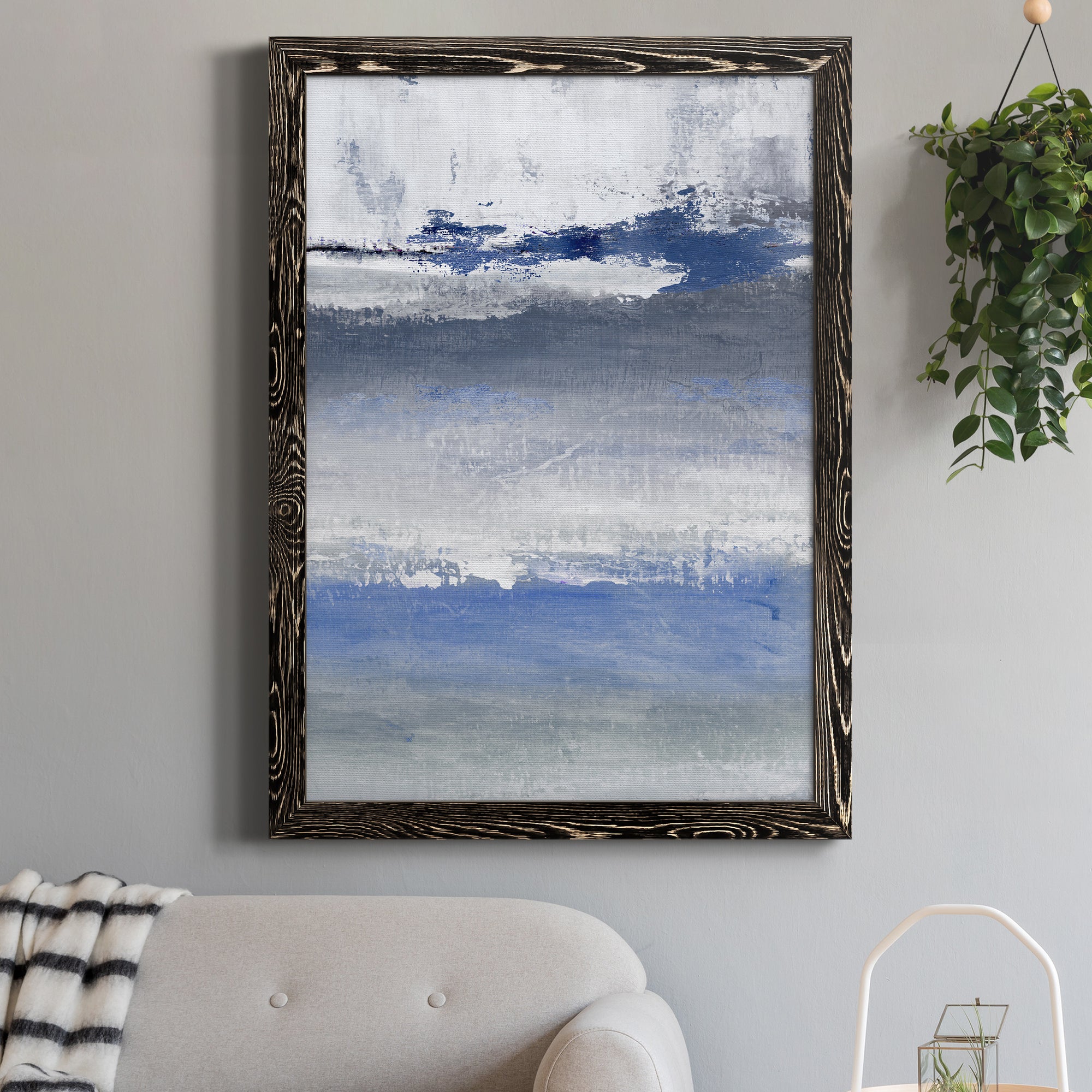 Soft Solace Indigo - Premium Canvas Framed in Barnwood - Ready to Hang