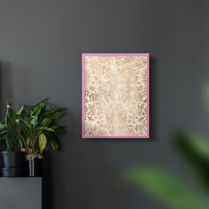 Walnut Damask I - Restickable Framed Art Print