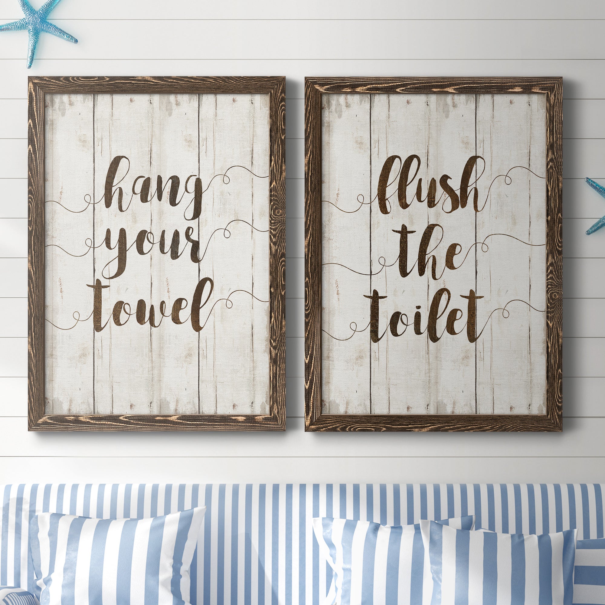Hang Your Towel- Premium Framed Canvas in Barnwood - Ready to Hang