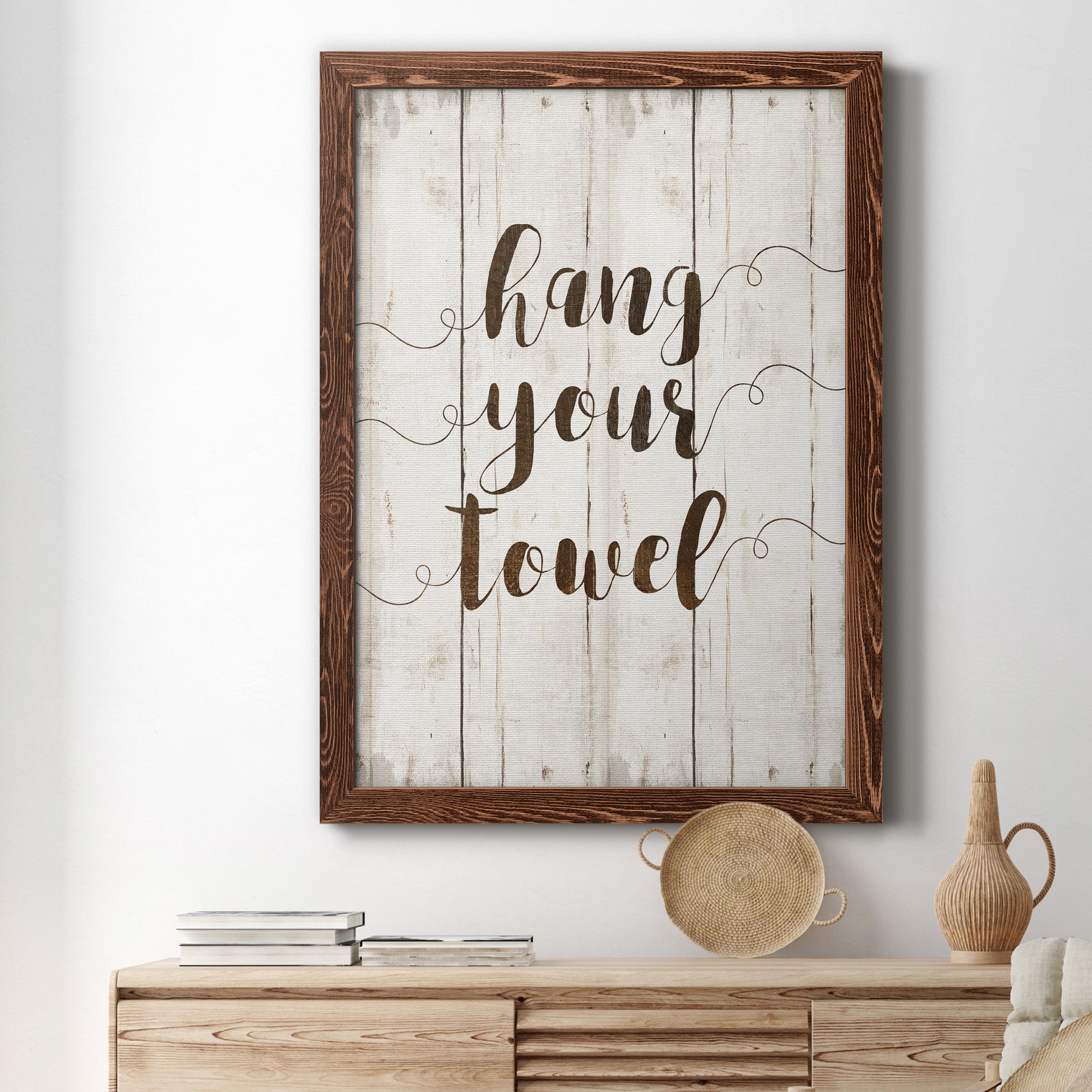 Hang Your Towel - Premium Canvas Framed in Barnwood - Ready to Hang