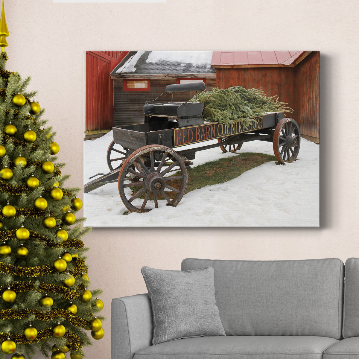 Country Store Wagon - Premium Gallery Wrapped Canvas  - Ready to Hang