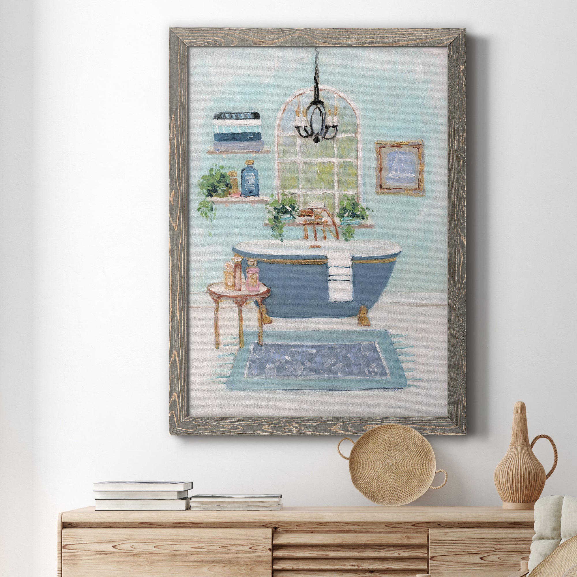 Blue Bath I - Premium Canvas Framed in Barnwood - Ready to Hang