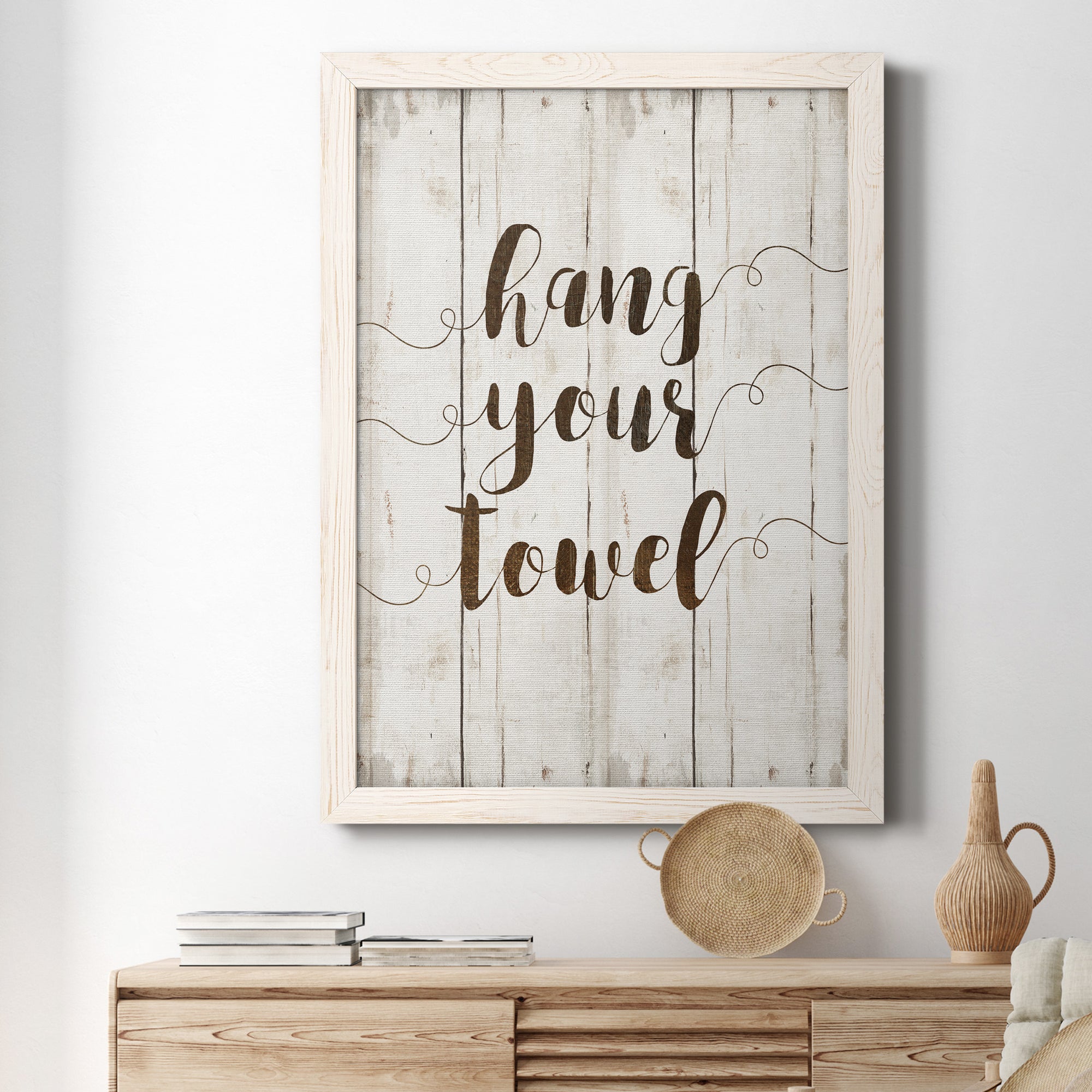 Hang Your Towel - Premium Canvas Framed in Barnwood - Ready to Hang