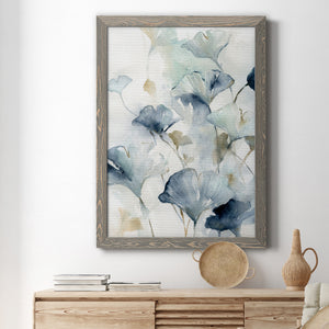 Indigo Ginkgo II - Premium Canvas Framed in Barnwood - Ready to Hang