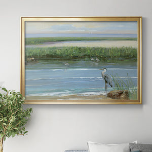 Wading at Dusk - Modern Framed Canvas Print