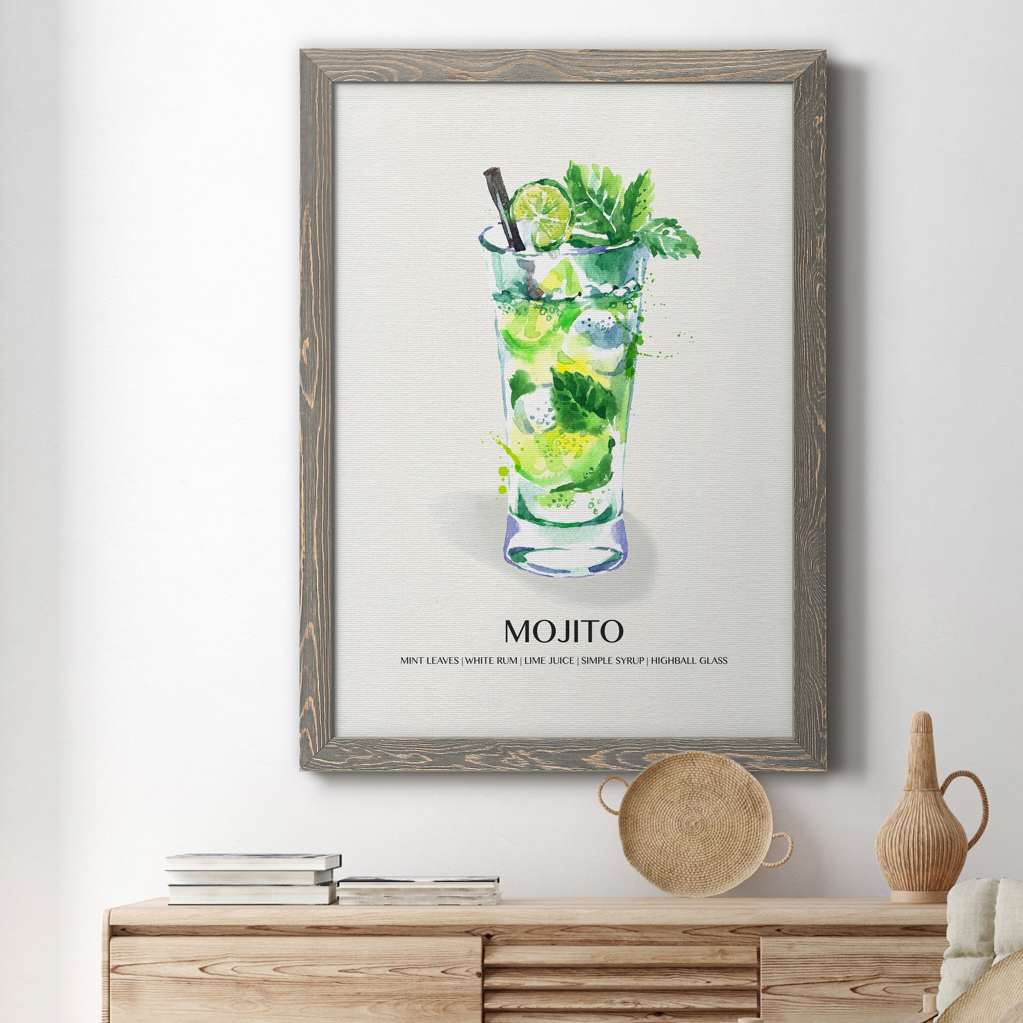Mojito - Premium Canvas Framed in Barnwood - Ready to Hang