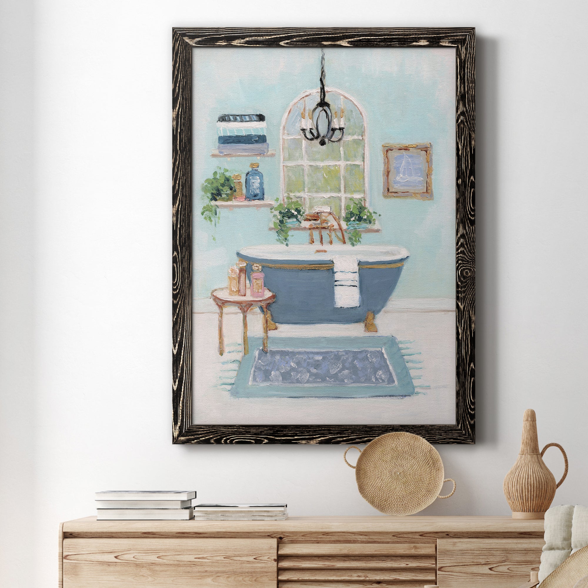 Blue Bath I - Premium Canvas Framed in Barnwood - Ready to Hang