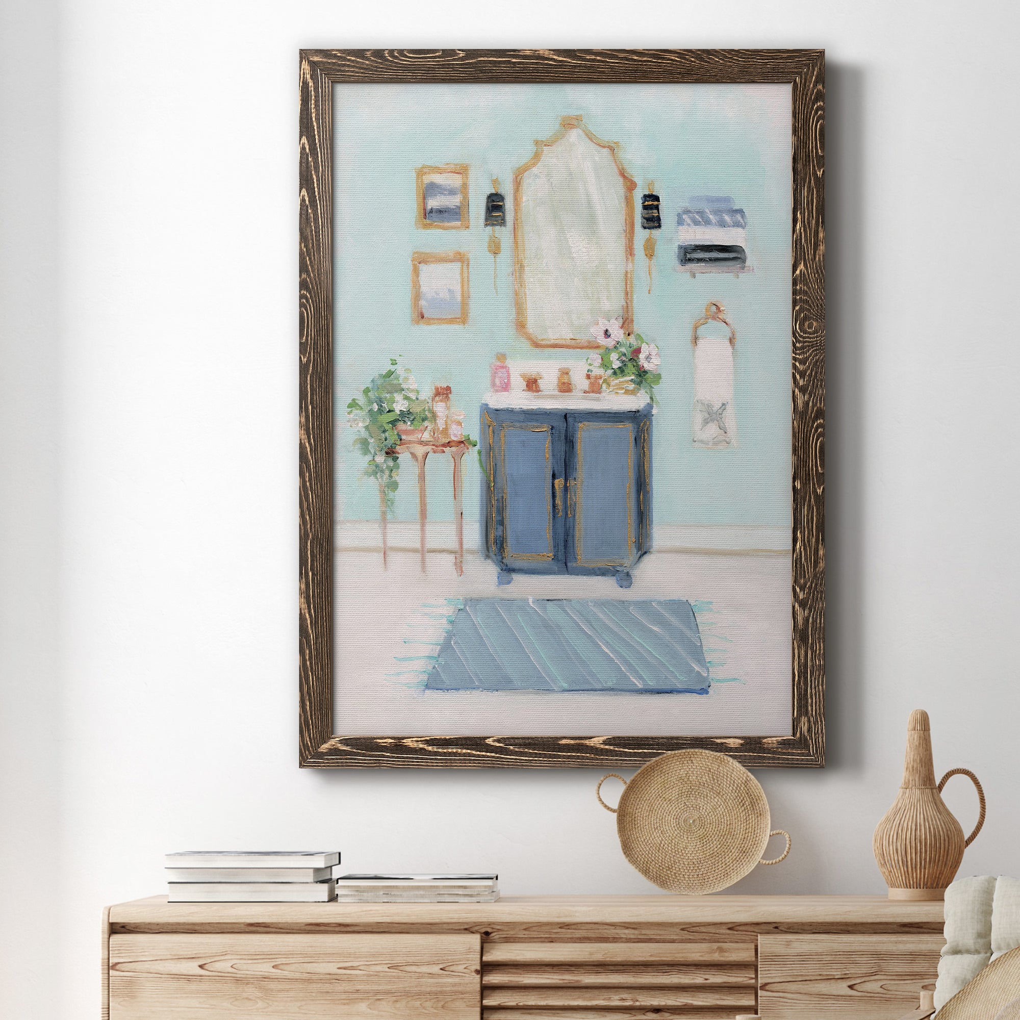 Blue Bath II - Premium Canvas Framed in Barnwood - Ready to Hang