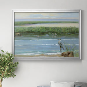 Wading at Dusk - Modern Framed Canvas Print