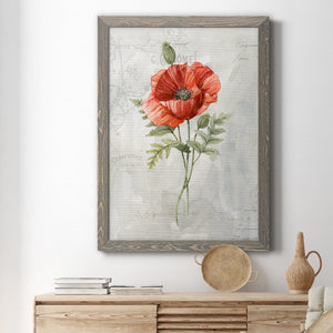 Linen Poppy - Premium Canvas Framed in Barnwood - Ready to Hang