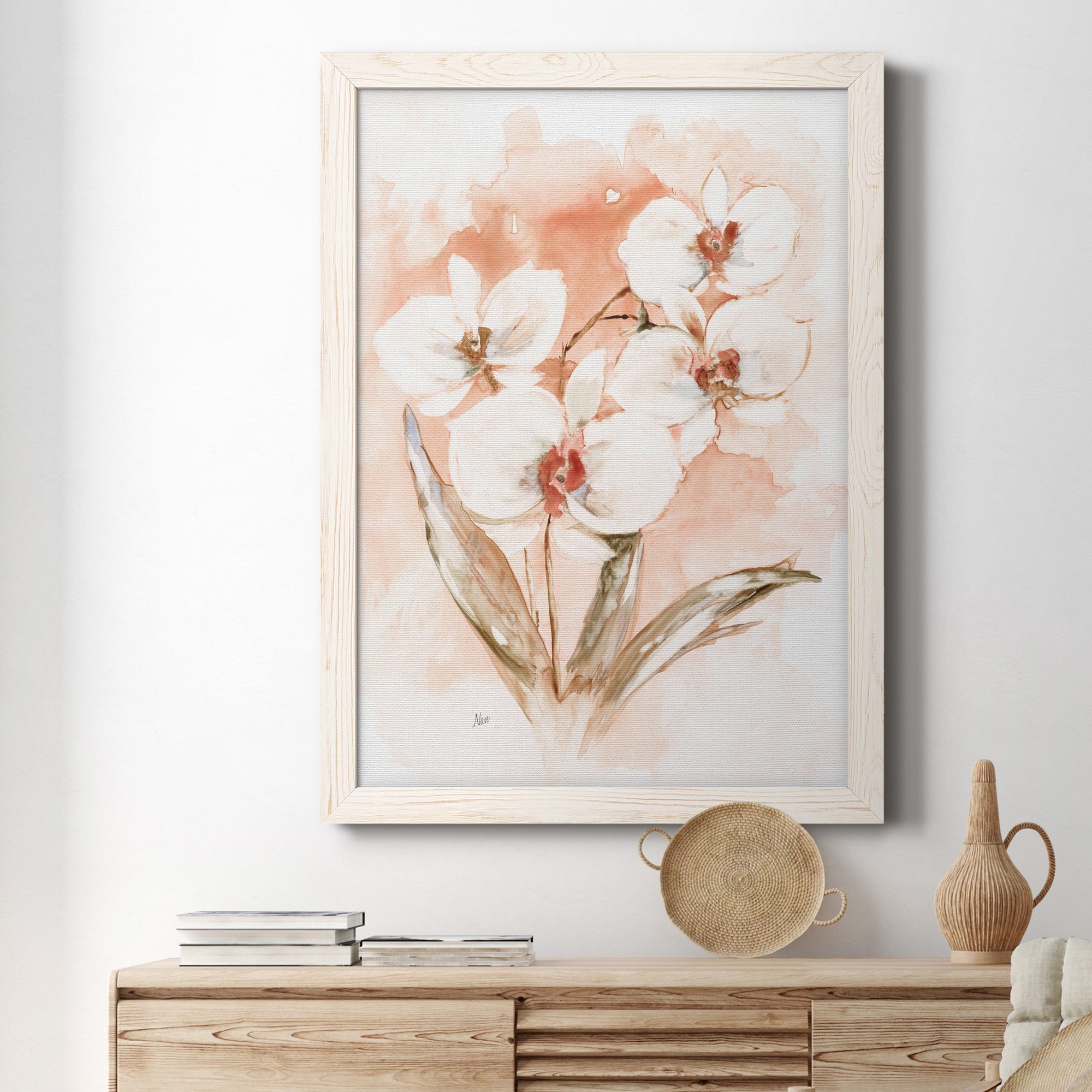 White and Coral Orchid I - Premium Canvas Framed in Barnwood - Ready to Hang