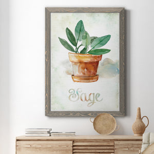 Potted Sage - Premium Canvas Framed in Barnwood - Ready to Hang