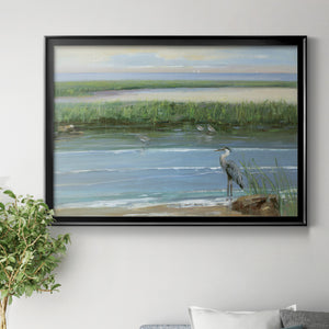 Wading at Dusk - Modern Framed Canvas Print