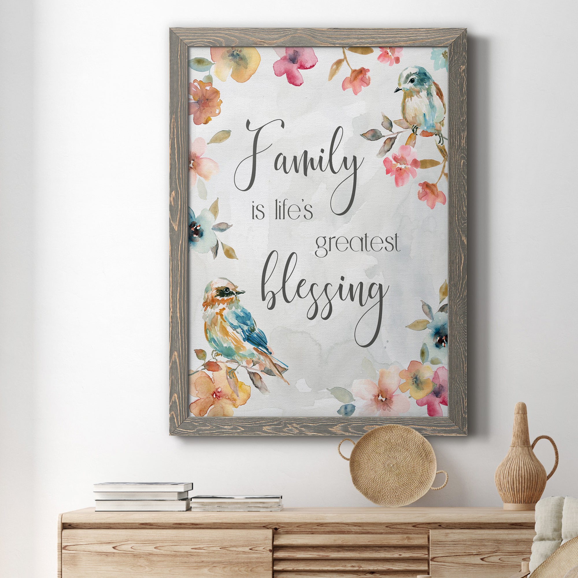 Spring Bird Blessing - Premium Canvas Framed in Barnwood - Ready to Hang