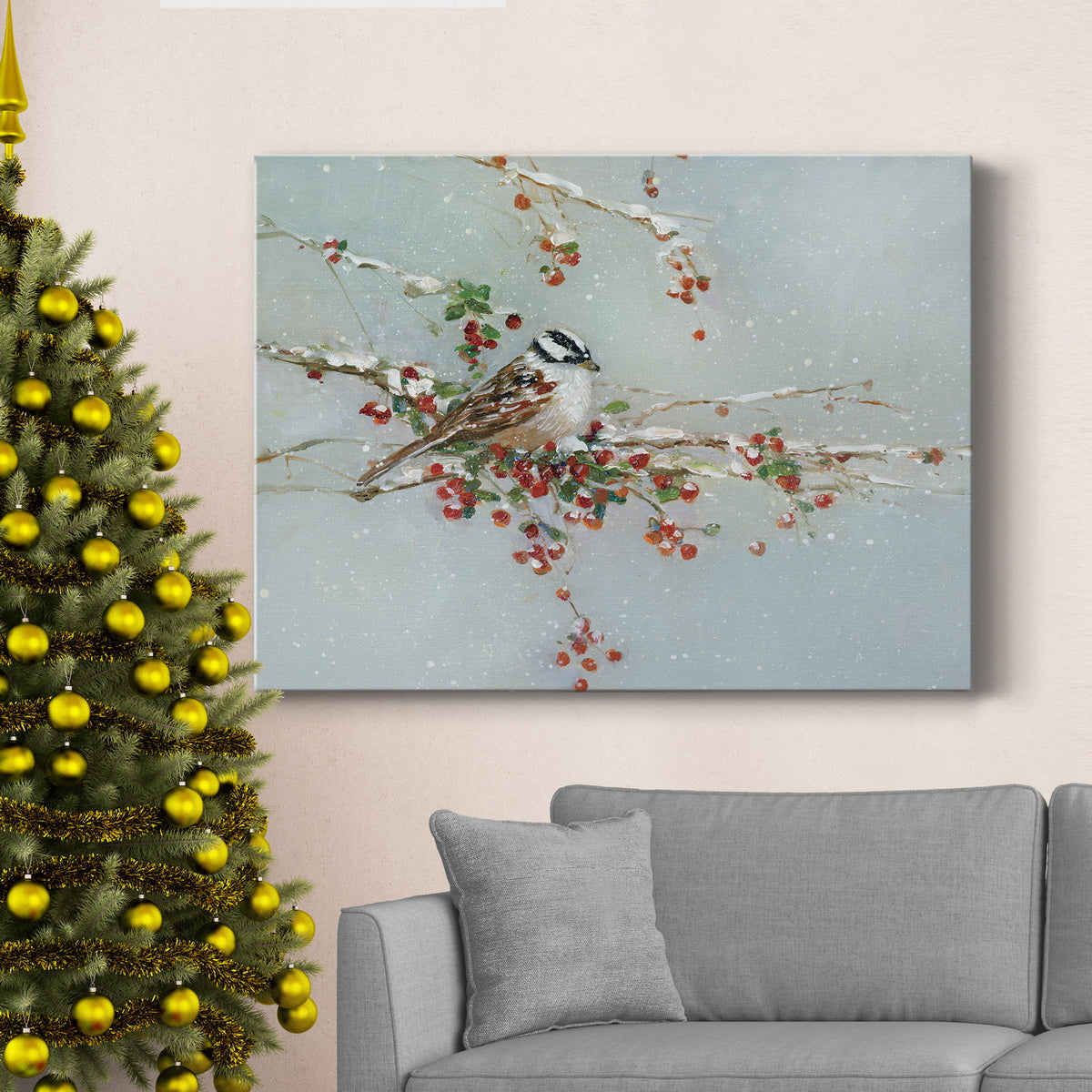 Woodpecker in Winter - Premium Gallery Wrapped Canvas  - Ready to Hang
