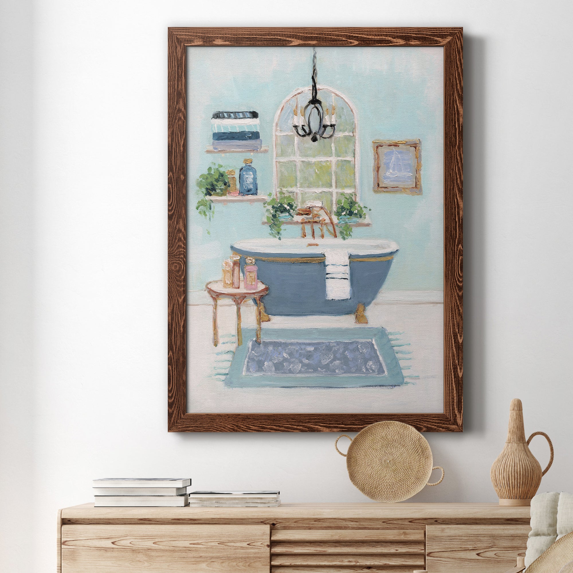 Blue Bath I - Premium Canvas Framed in Barnwood - Ready to Hang