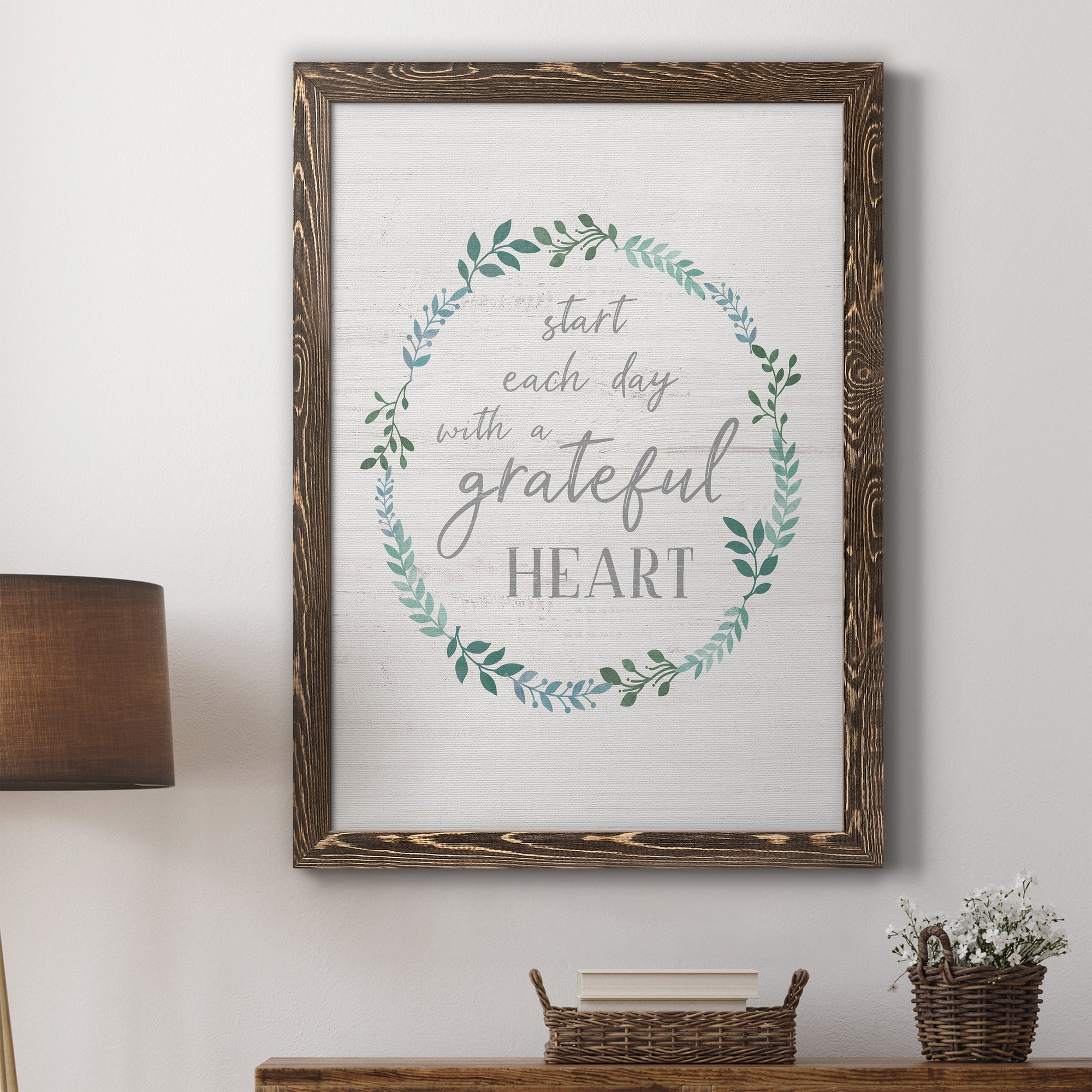 Start Each Day - Premium Canvas Framed in Barnwood - Ready to Hang