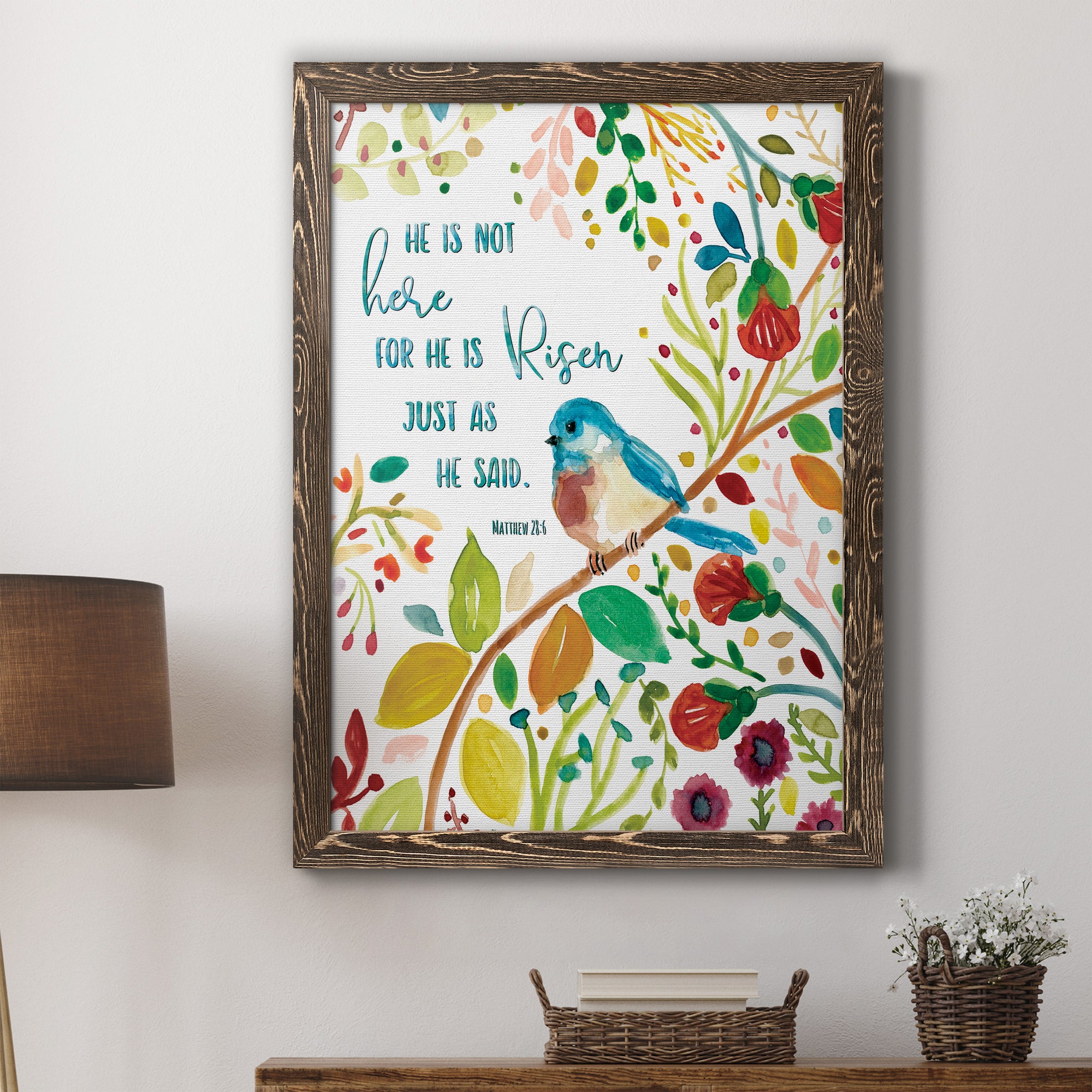 He is Risen - Premium Canvas Framed in Barnwood - Ready to Hang