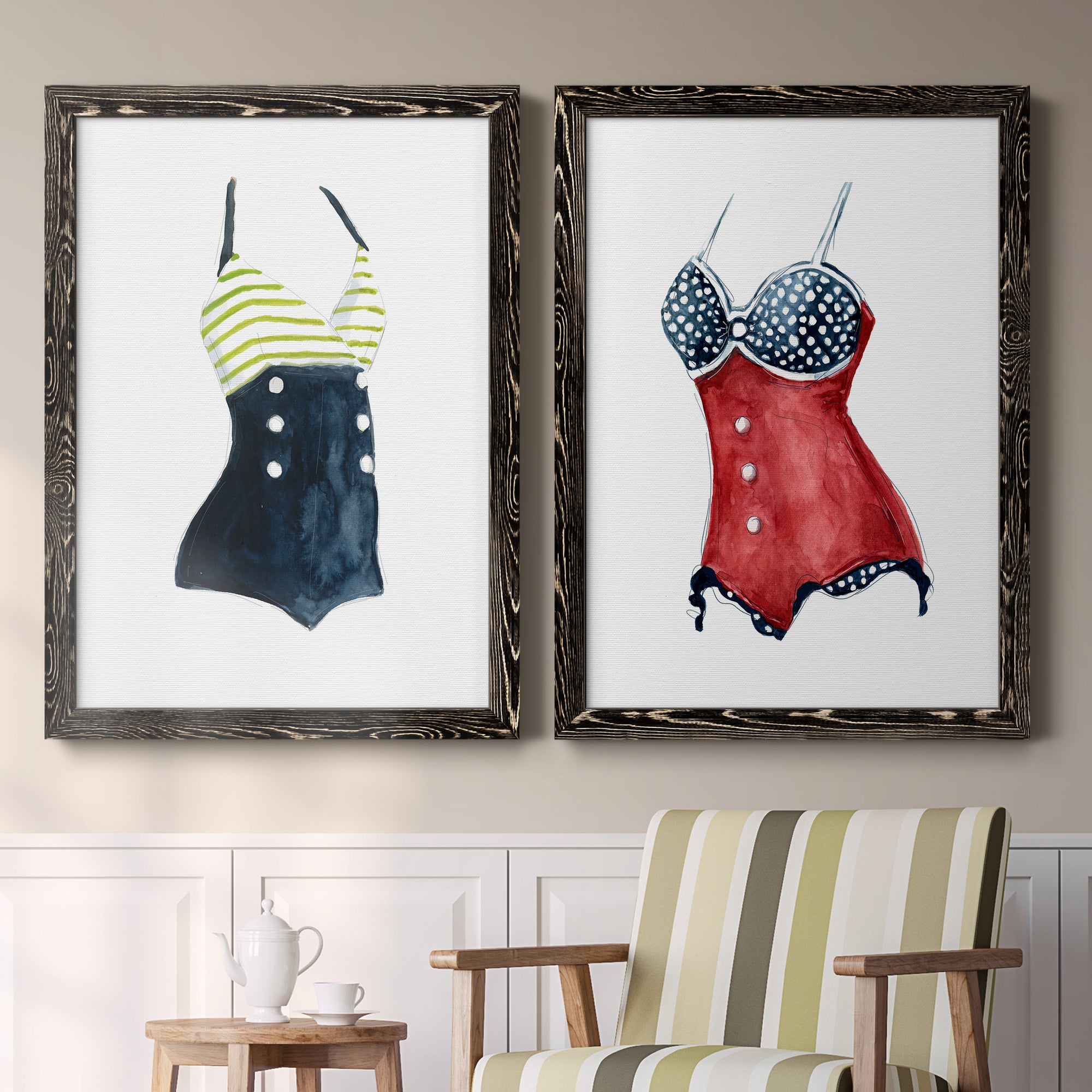 Vintage Swimwear I- Premium Framed Canvas in Barnwood - Ready to Hang