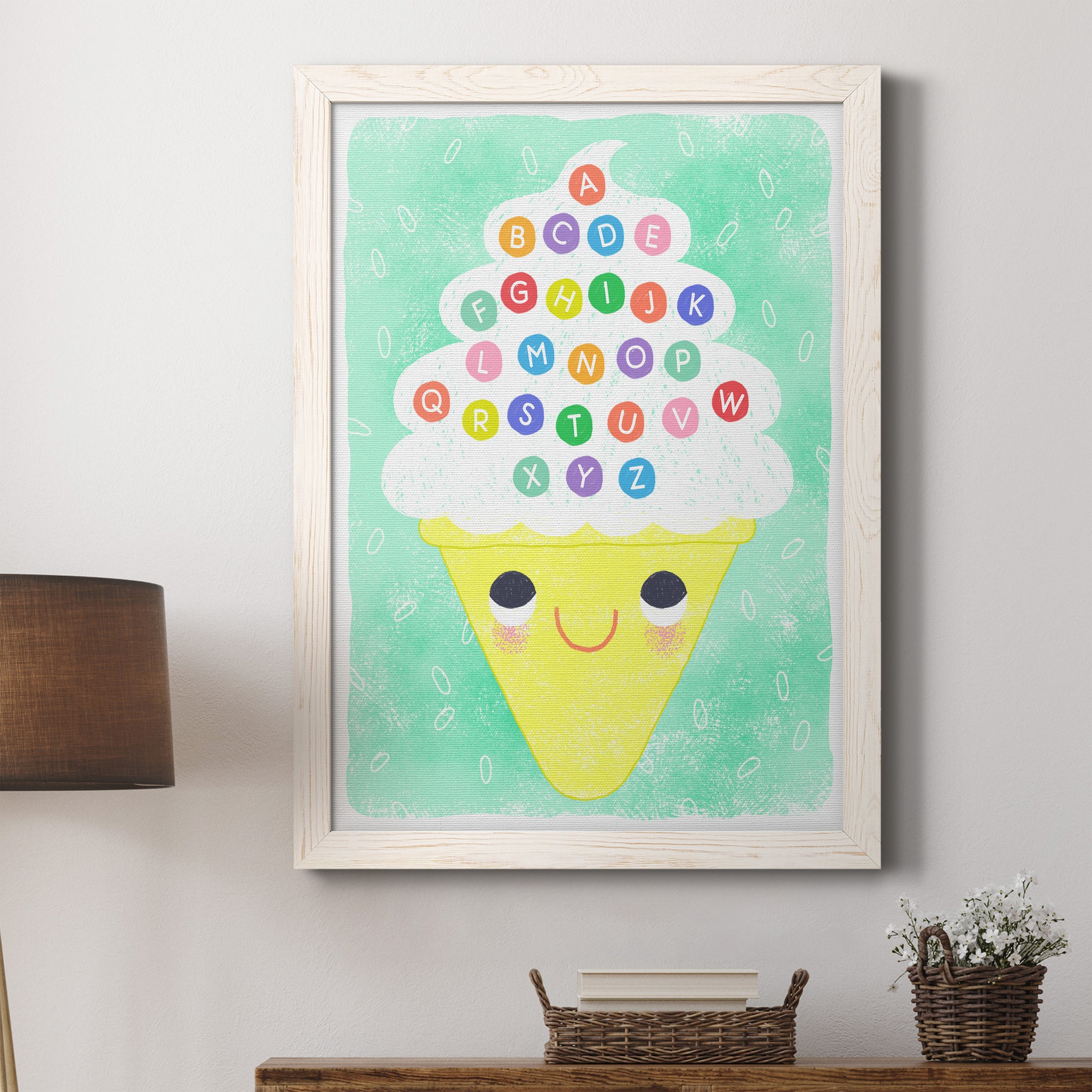 Ice Cream Alphabet - Premium Canvas Framed in Barnwood - Ready to Hang