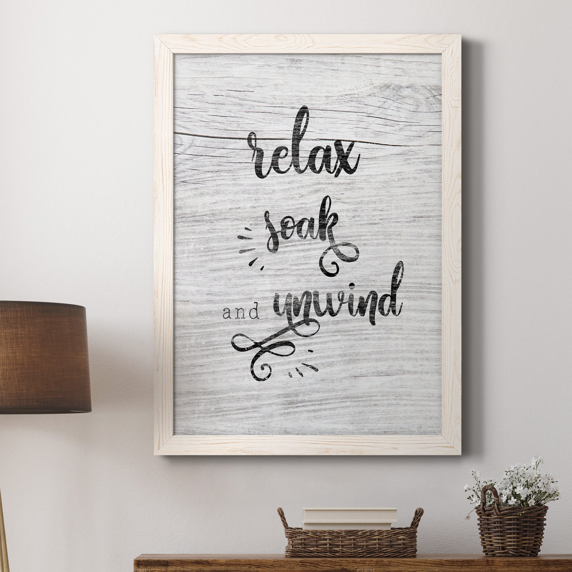 Relax Soak Unwind - Premium Canvas Framed in Barnwood - Ready to Hang